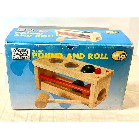 Pound & Tap Wooden toy by blue ribbon new in original box balls hammer - Picture 3 of 5